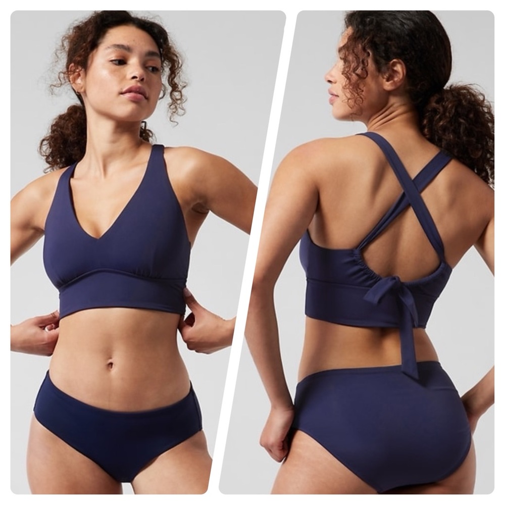 💙 ATHLETA D-DD Plunge Bikini Top // Dress Blue